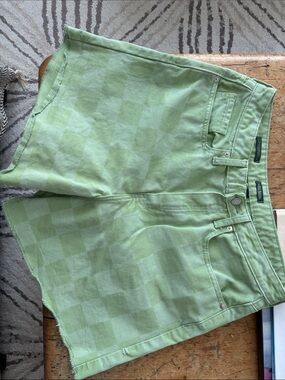 wild fable Light Green Checker High-Waist Shorts